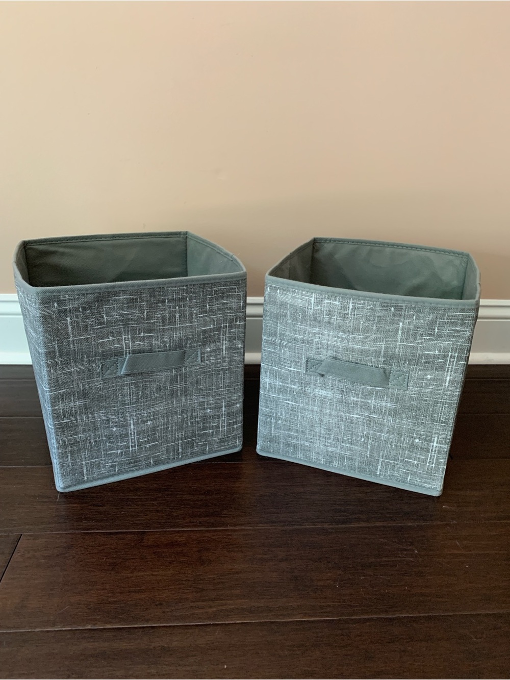Songmics Gray Collapsible Fabric Storage Bins with Front Handles - Set of 2